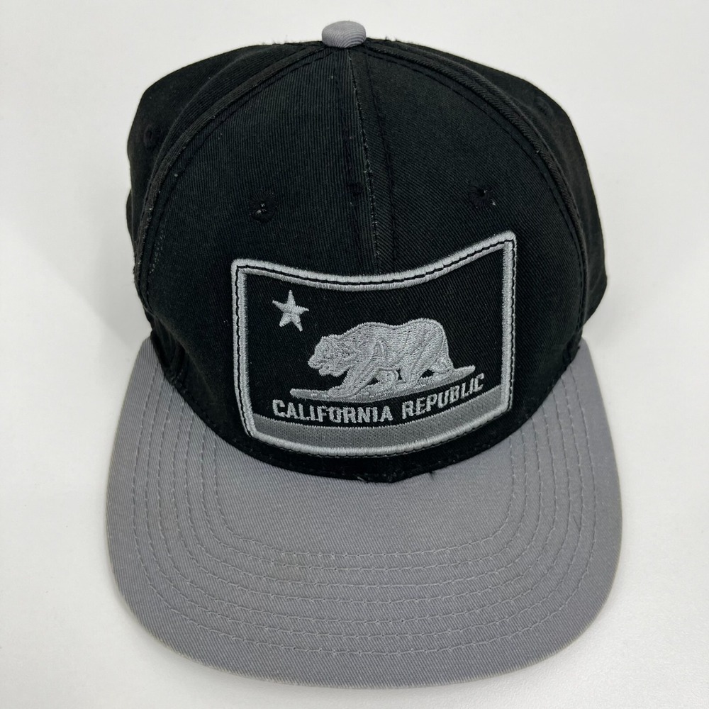 Official Crown of Laurel California Republic Snapback Hat Black Gray Mens Cap